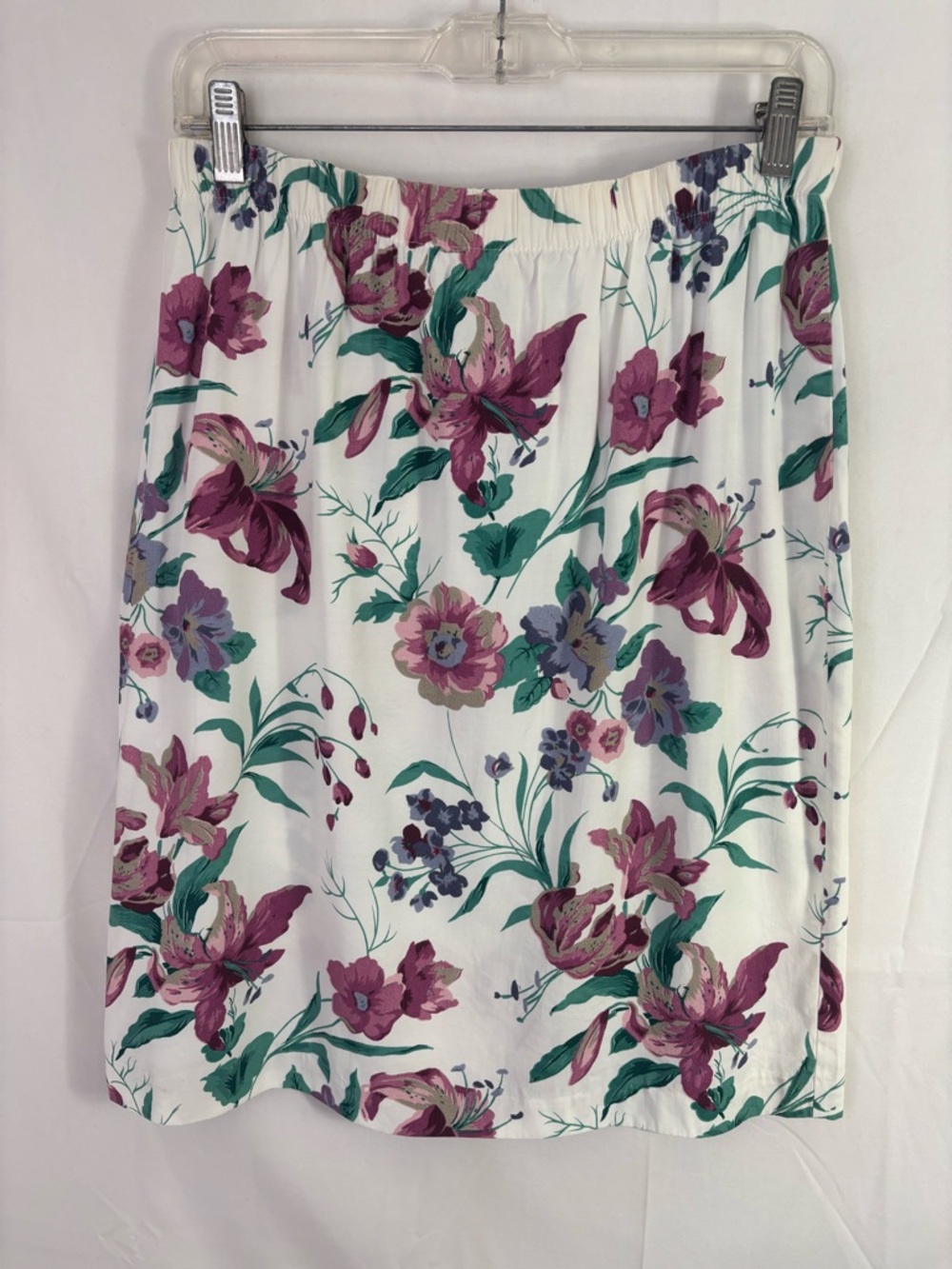 VTG Floral Pull On Cottage Whimsy Ethereal Boho Knee Length Skirt Size S-M